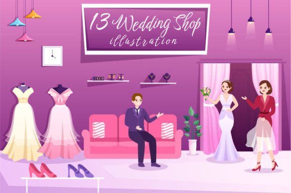 13 Wedding Shop Illustration: Hand-Drawn Charm for Modern Design