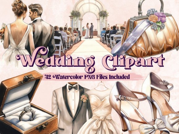 Elevate Wedding Projects with Watercolor Clipart PNG