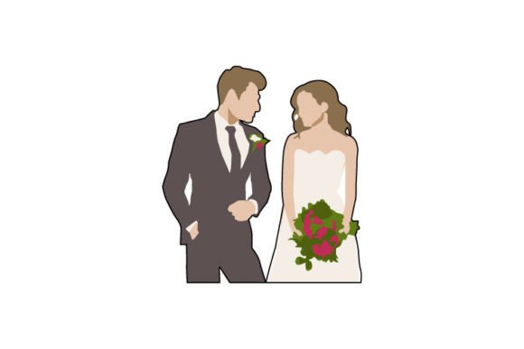 Portrait Wedding Bride Couple Clipart: Elegance for Your Designs