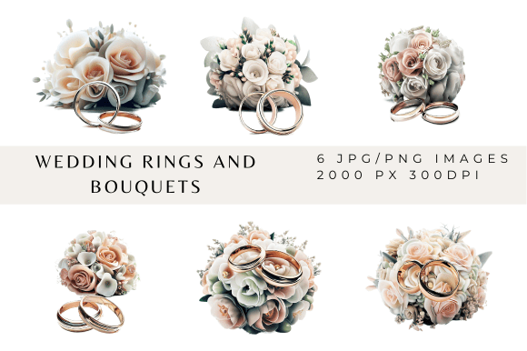 Timeless Wedding Rings and Bouquets: Design Assets for Your Projects