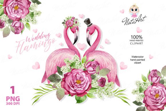 Watercolor Pink Flamingo Wedding Couple: A Whimsical Design Asset