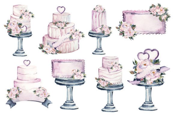 Watercolor Wedding Cakes with Flowers: A Designer's Dream Asset