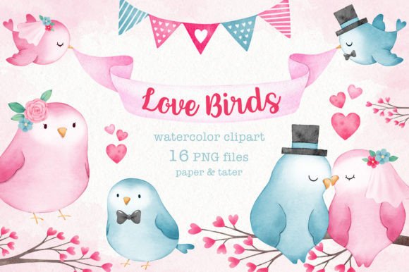 Watercolor Wedding Love Birds Clipart: A Designer's Delight