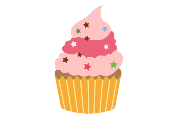 Wedding Muffin Icon: Cream Cupcake with Star Sprinkles