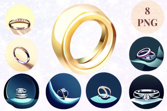 Wedding Ring 8 Clipart PNG: A Modern Design Asset