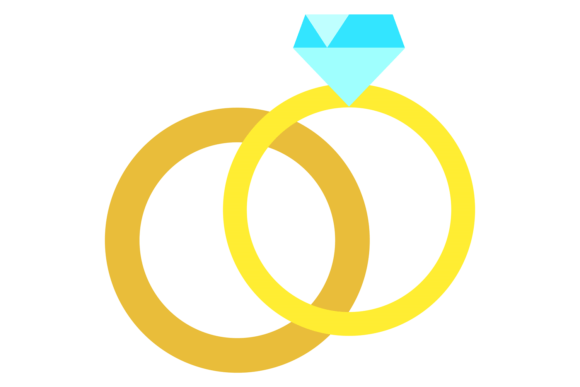 Wedding Rings Color Icon: Couple Jewelry Symbol