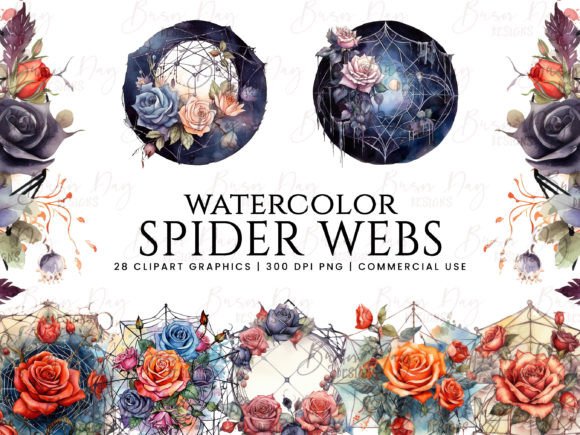 Wedding Spider Webs Clipart Bundle: Gothic Elegance